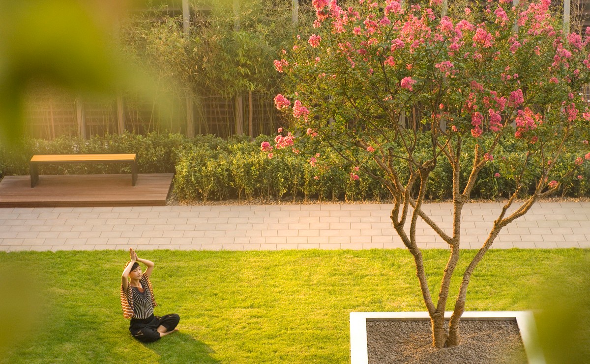 室外空中花园空气清新、舒适宜人。 客人或参加会议者可在此稍事休息，呼吸新鲜空气，恢复精神。