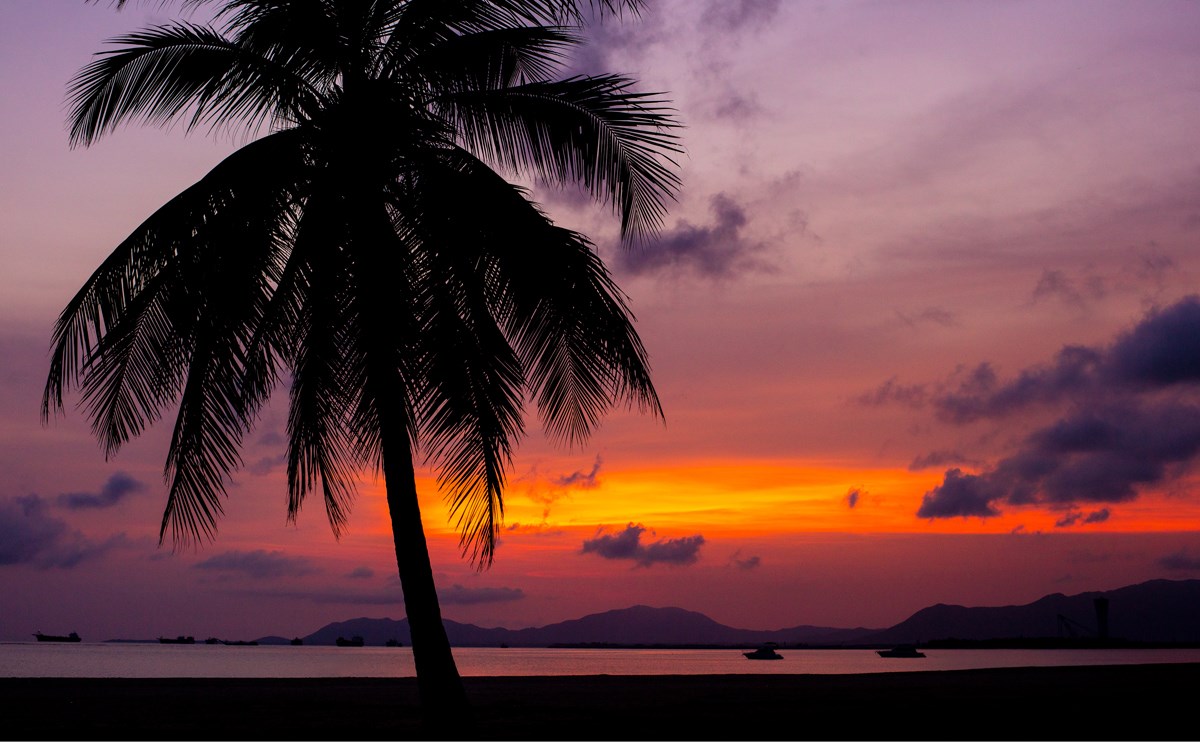 崖州湾粉红夕阳